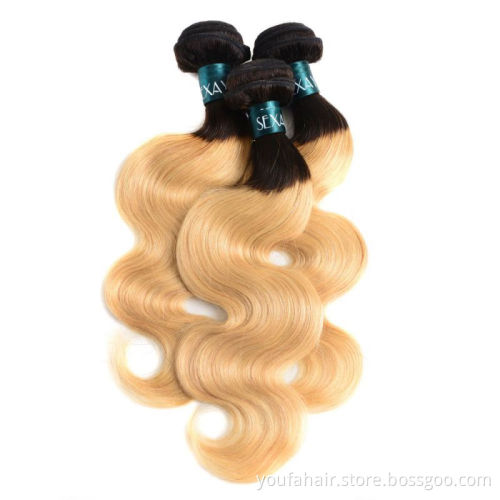 12A 100% Raw Brazilian Human Hair Ombre Color 1b/27 Bundles with HD Lace Frontal Closures Virgin Hair Body Wave Extension Vendor